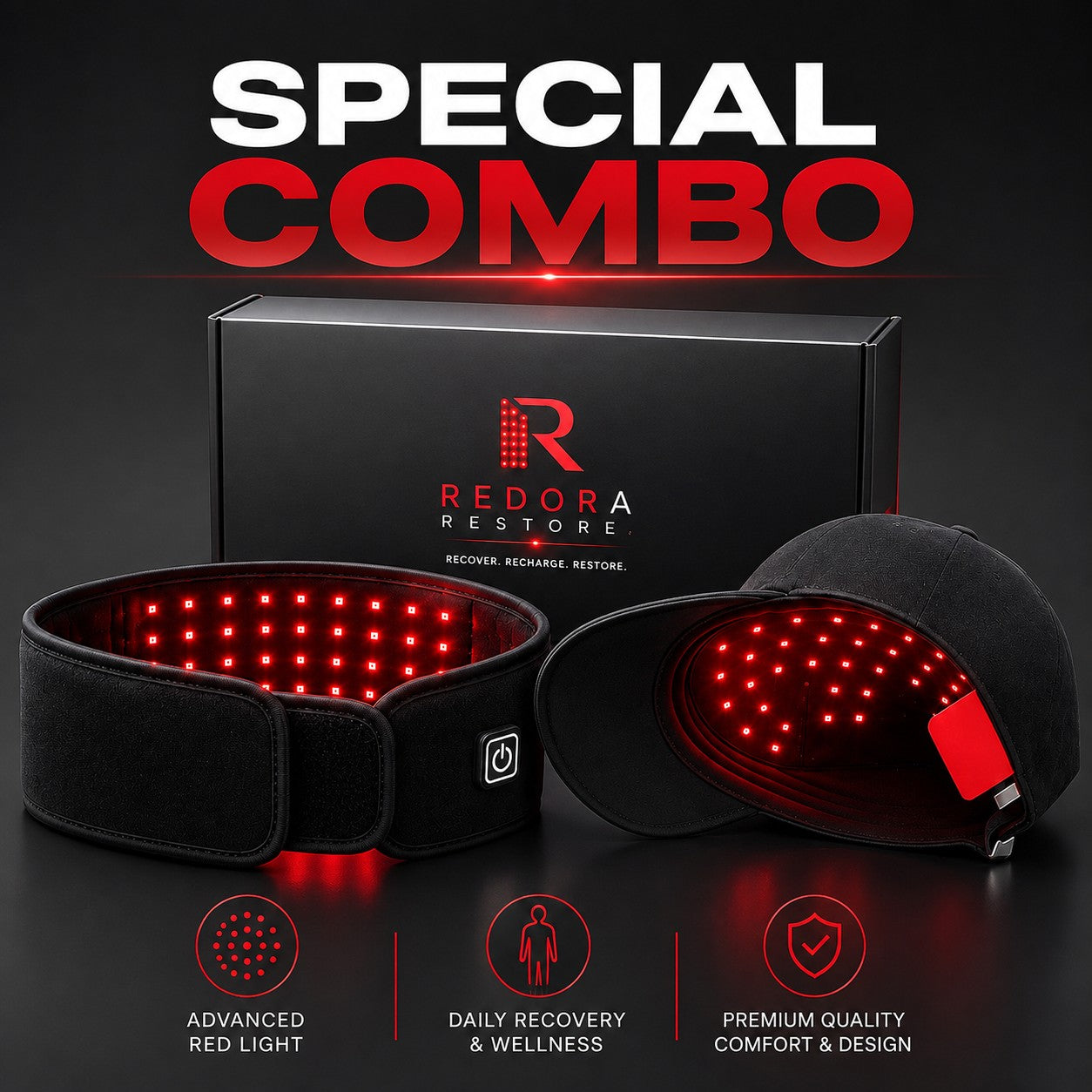 Kit Alivio Total: Therapy Hat y Therapy Belt de Redora Restore
